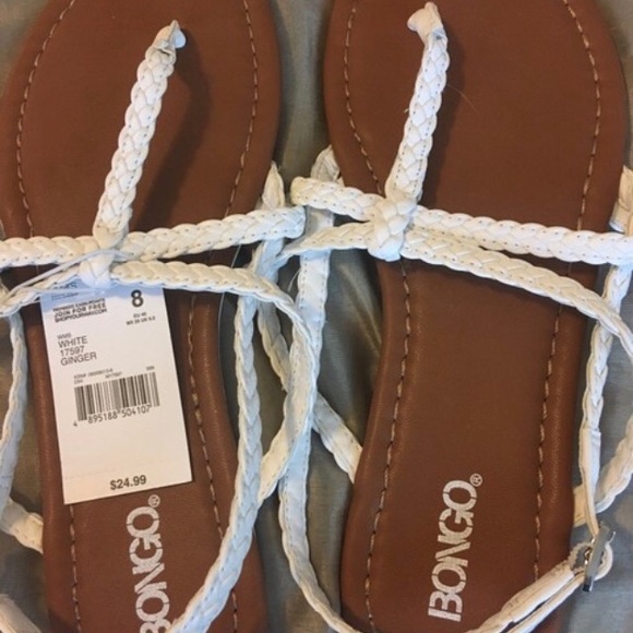 Bongo Ginger White Braided Flat Thong Sandals NWT - Picture 8 of 9